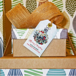 Weihnachtsberries & Bullfinch-Ornament Geschenkanhänger