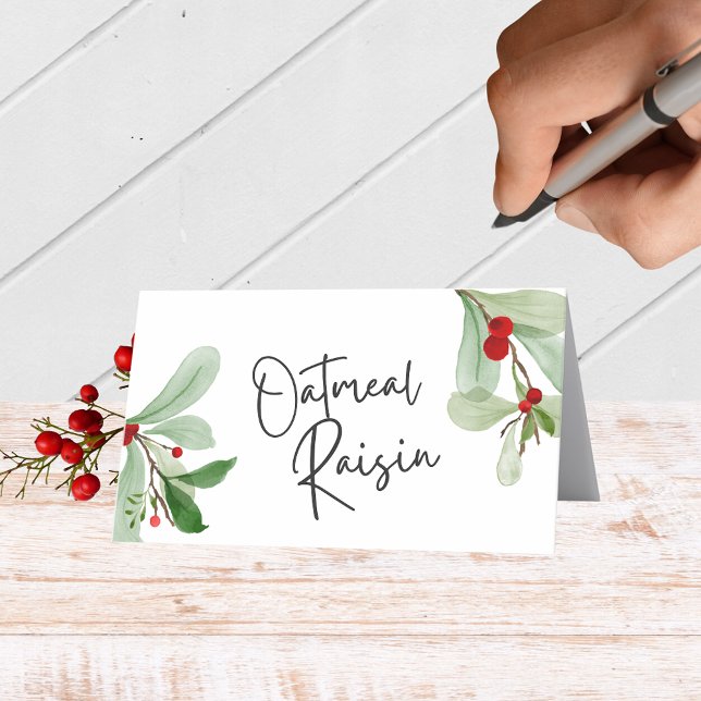 Weihnachtsberries Falten Lebensmittel, Getränke od Platzkarte (Elegant Christmas Folding Label Cards for Food & Drink Labels, Place Cards, Contests and More)