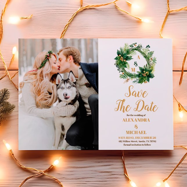 Weihnachtsberries & Pine Wedding im Foto Save The Date (Von Creator hochgeladen)