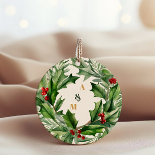 Weihnachtsberries & Pine Wedding Runder Aufkleber