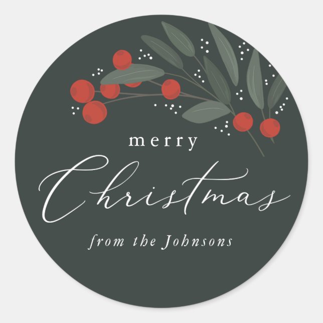 Weihnachtsberries-Sticker Runder Aufkleber (Vorderseite)