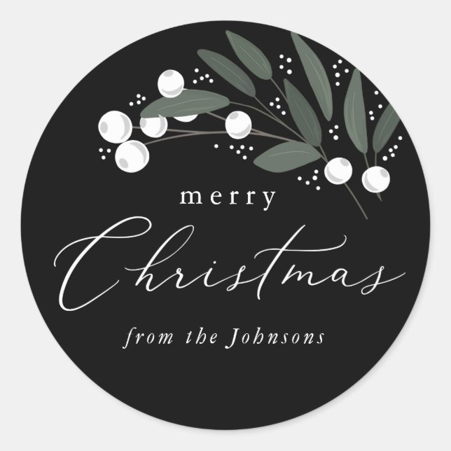 Weihnachtsberries-Sticker Runder Aufkleber (Vorderseite)