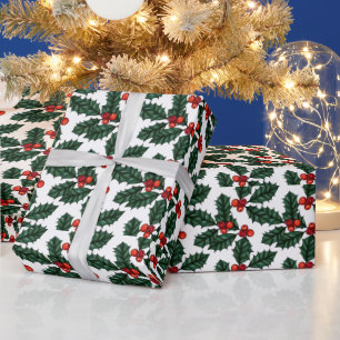 Weihnachtsberries und Blätter Weihnachten Geschenkpapier