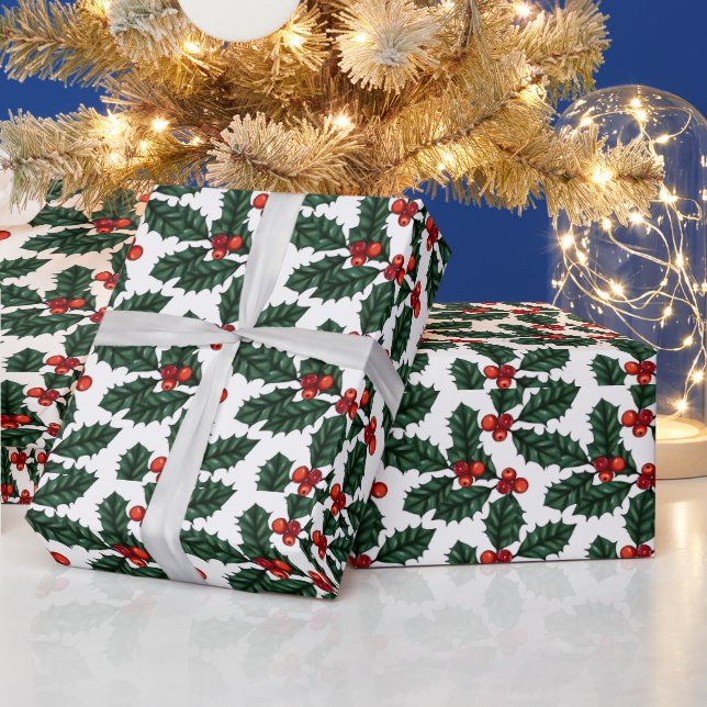 Weihnachtsberries und Blätter Weihnachten Geschenkpapier (Feiertage)