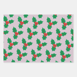 Weihnachtsberry Wrapping Paper Flat Sheet 3 pcs Geschenkpapier Set