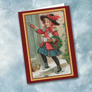 Weihnachtsbesucher Vintage Bildkarte Karte
