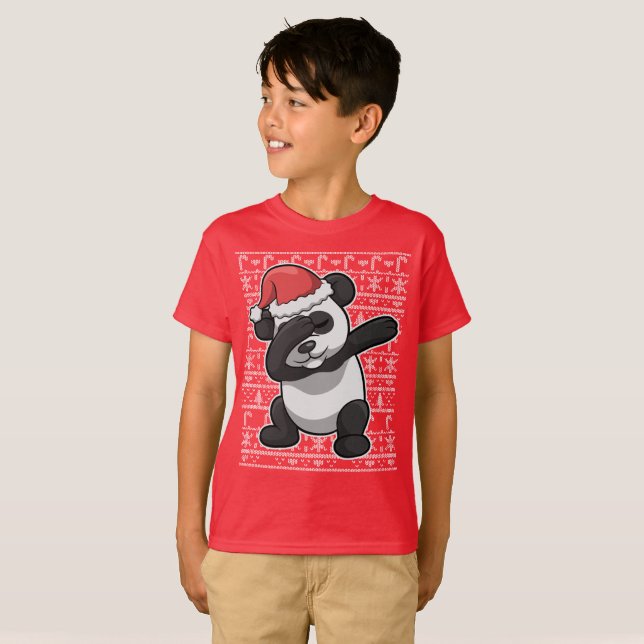 Weihnachtsbetupfender Panda-Bärn-Klecks T-Shirt (Vorne ganz)