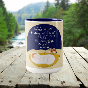 Weihnachtsbibelvers Lukas Modern Personalisiert  Zweifarbige Tasse