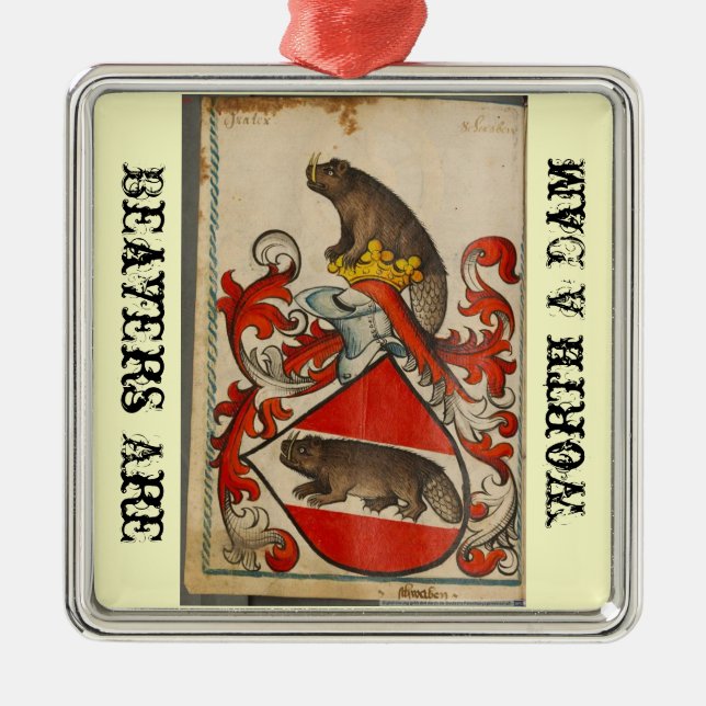 Weihnachtsbiber Silbernes Ornament (Vorne)