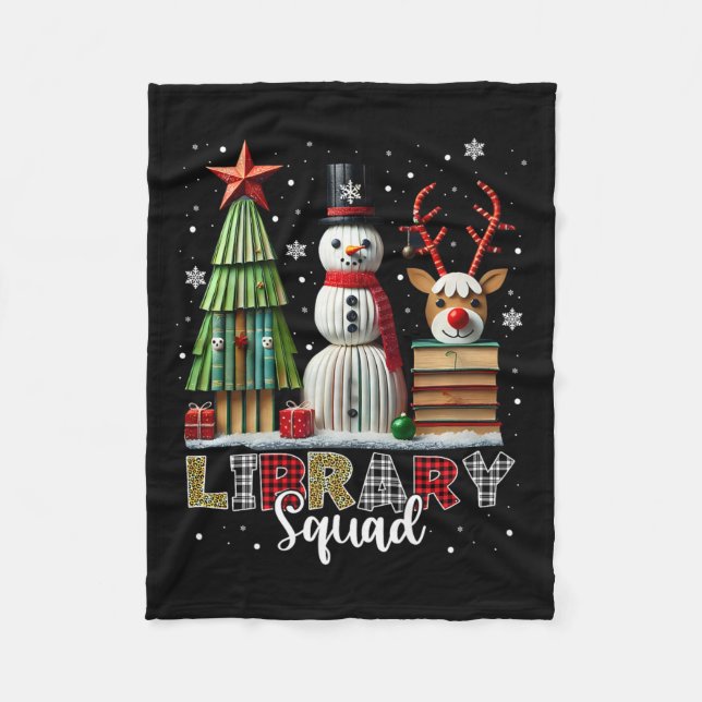 Weihnachtsbibliotheken Weihnachtsbaum Snowman Rein Fleecedecke (Vorderseite)