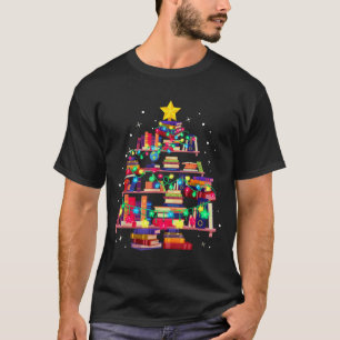 Weihnachtsbibliotheksbaum Liebe Lesen Bücher Nerd T-Shirt