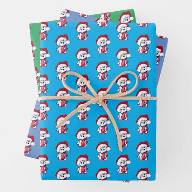 Weihnachtsbichon Wrapping Paper Set 3 Blätter (Beispiel)