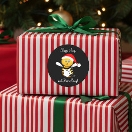 Weihnachtsbiene Singende Biene Fröhlich! Runder Aufkleber