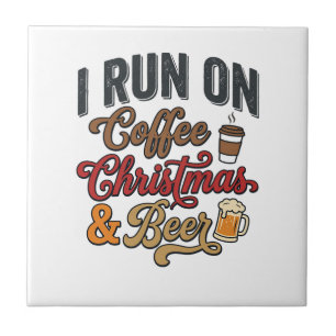 Weihnachtsbier-Feiertags-Trinkdesign für Kaffee Fliese