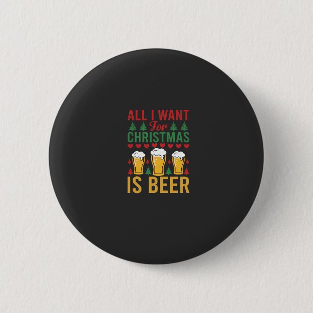 Weihnachtsbier Feiertags Trinken Button (Vorderseite)