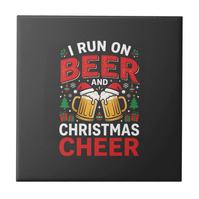 Weihnachtsbier Freuden Festtags Trinken Fliese (Vorderseite)