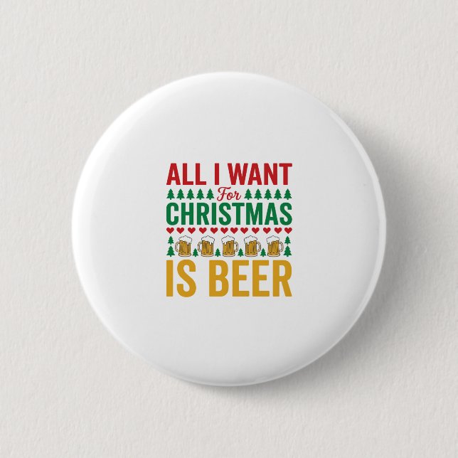 Weihnachtsbier Lustiges Weihnachts-Trinkdesign Button (Vorderseite)