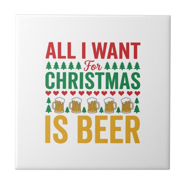 Weihnachtsbier Lustiges Weihnachts-Trinkdesign Fliese (Vorderseite)