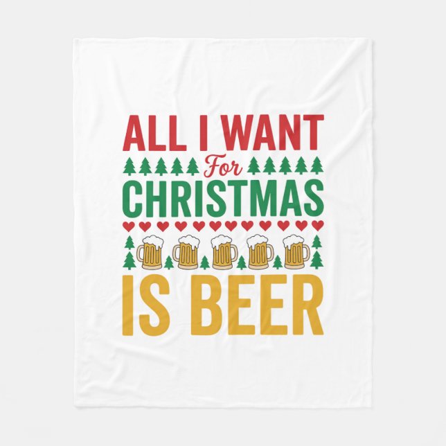 Weihnachtsbier Lustiges Weihnachtsgetränkedesign Fleecedecke (Vorderseite)