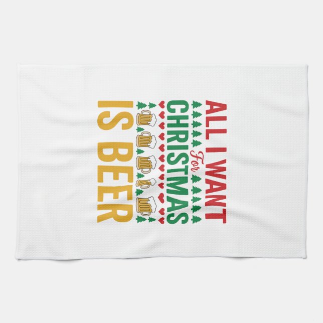 Weihnachtsbier Lustiges Weihnachtsgetränkedesign Geschirrtuch (Horizontal)