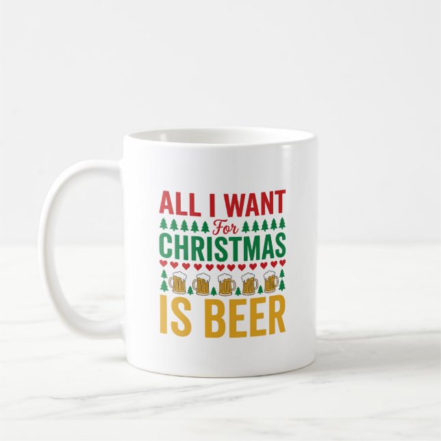 Weihnachtsbier Lustiges Weihnachtsgetränkedesign Kaffeetasse (Links)