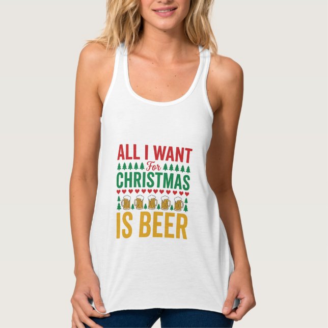 Weihnachtsbier Lustiges Weihnachtsgetränkedesign Tank Top (Vorderseite)