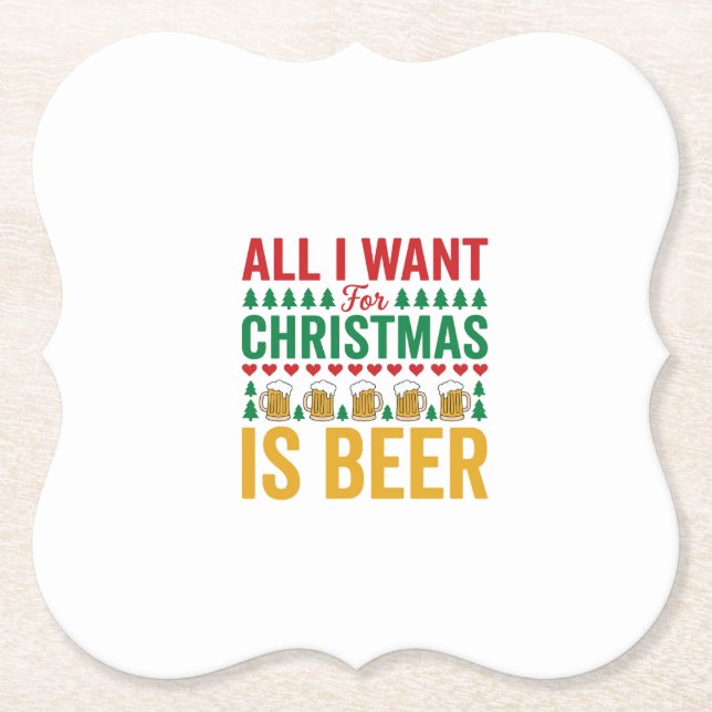 Weihnachtsbier Lustiges Weihnachtsgetränkedesign Untersetzer (Vorderseite)