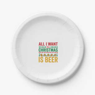 Weihnachtsbier Lustiges Weihnachtstrinken Design Pappteller