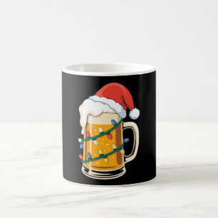 Weihnachtsbier-Mug-Santa-Hut-Lichter-Feiertag-Xmas Kaffeetasse