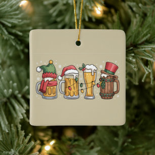 Weihnachtsbier-Trinker-Geschenk-Party-Geist Keramikornament