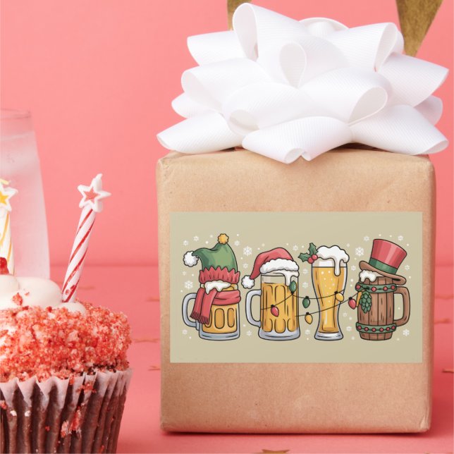 Weihnachtsbiere Trinken Lover Geschenk Party Geist Rechteckiger Aufkleber (Party)