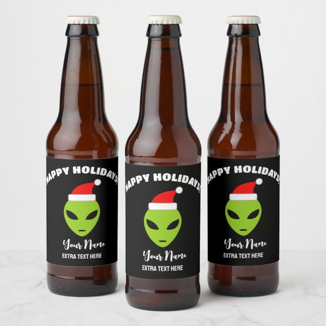 Weihnachtsbierflaschen-Etiketten mit Santa Alien Bierflaschenetikett (Flaschen)