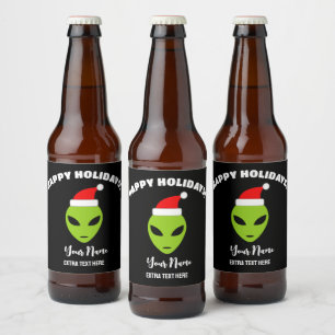 Weihnachtsbierflaschenetiketten mit Außerirdischem Bierflaschenetikett