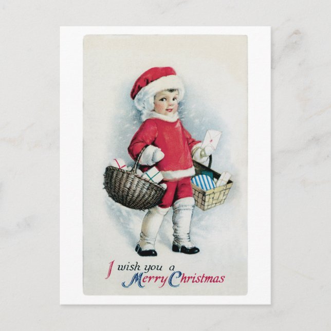 Weihnachtsbild aus alter Zeit auf Postkarte (Vorderseite)