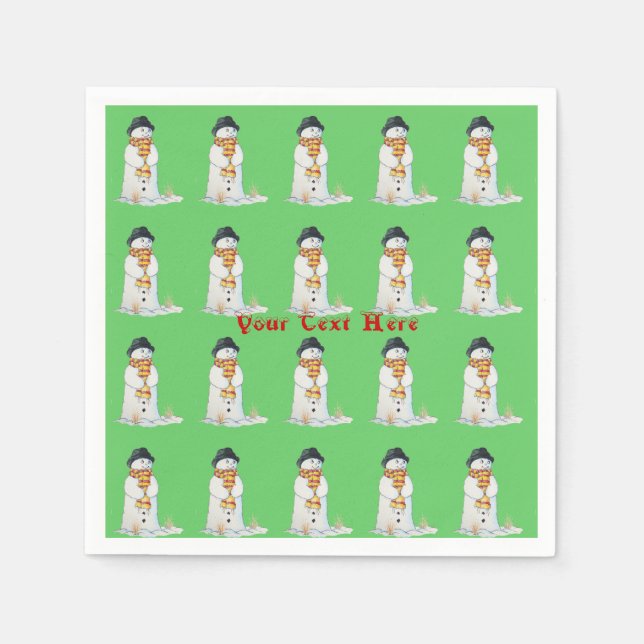 Weihnachtsbild des niedlichen Schneemanns Serviette (Vorderseite)