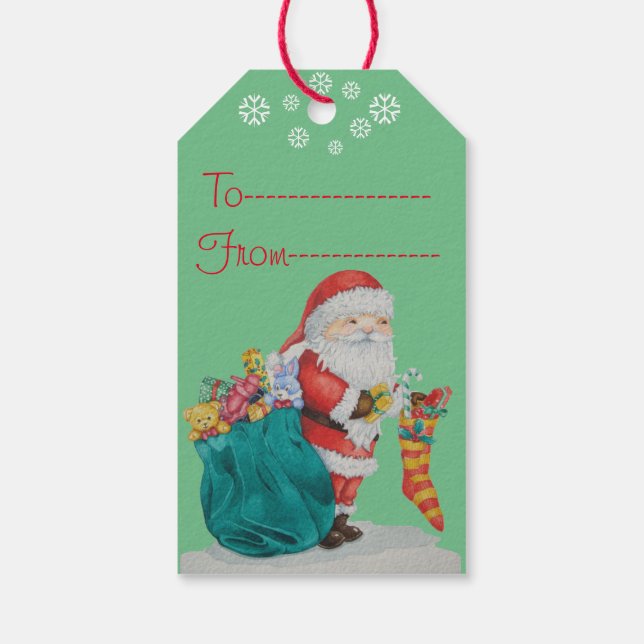 Weihnachtsbild niedlich Santa Geschenkanhänger (Rückseite)