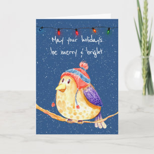 Weihnachtsbird in Blauer Snowflakes Karte