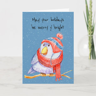 Weihnachtsbird in Blauer Snowflakes Karte