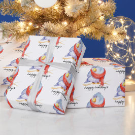 Weihnachtsbird mit Scarf Geschenkpapier