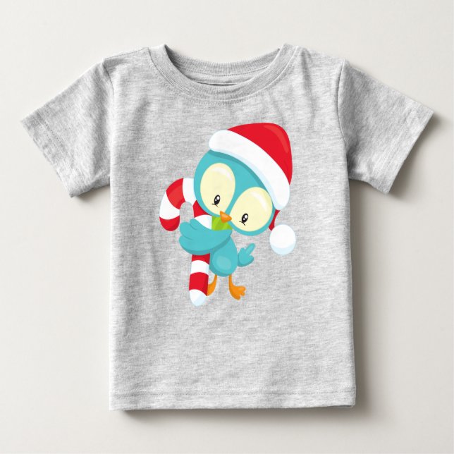 Weihnachtsbird, Niedlicher Vogel, Weihnachtsmannmü Baby T-shirt (Vorderseite)