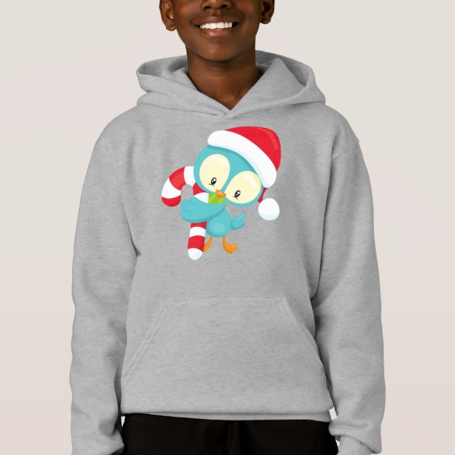 Weihnachtsbird, Niedlicher Vogel, Weihnachtsmannmü Hoodie (Vorderseite)