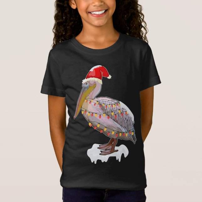Weihnachtsbird Pelican Weihnachtsmannmütze Kostüm  T-Shirt (Vorderseite)
