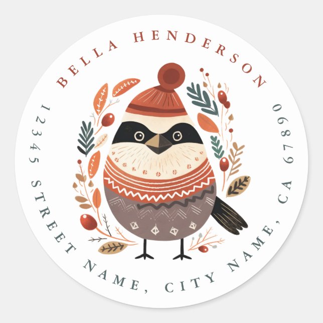Weihnachtsbird-Round-Stickers Runder Aufkleber (Vorderseite)