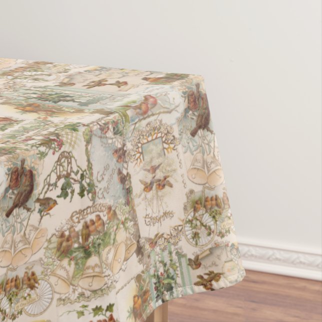Weihnachtsbird und Blume Ephemera Tischdecke (Beispiel)