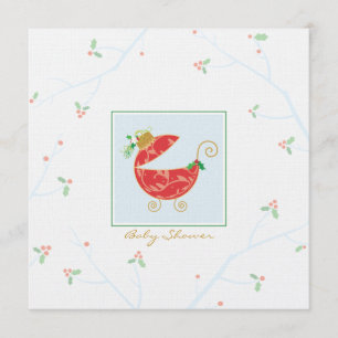 Weihnachtsbirnen-Kinderwagen-Duschen-Einladung Einladung