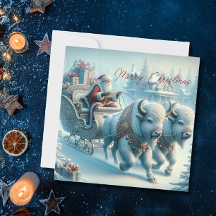 Weihnachtsbison Buffalo Weihnachtskarte Feiertagskarte