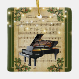 Weihnachtsblatt Musik Grand Piano Keramikornament