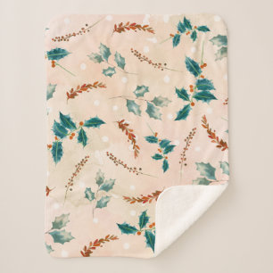 Weihnachtsblätter Boho Muster Sherpadecke