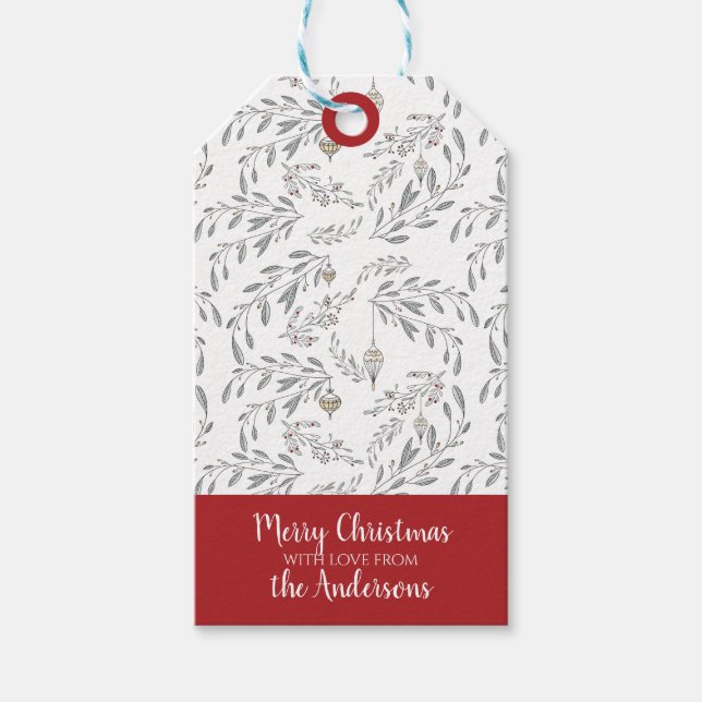 Weihnachtsblätter und Berries Geschenkanhänger (Vorderseite)