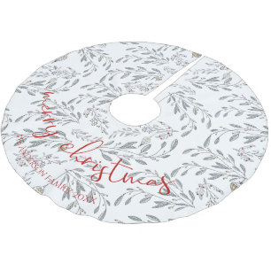 Weihnachtsblätter und Berries Polyester Weihnachtsbaumdecke